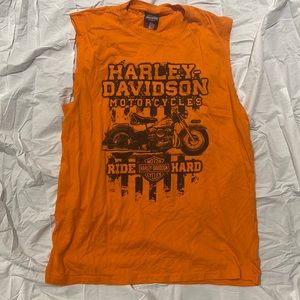 Harley Davidson sleeveless orange shirt Size 2XL
